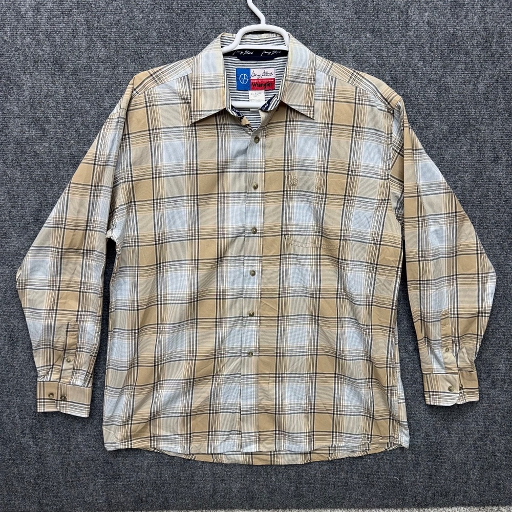 Mens George Straight Wrangler cowboy button up shirt long sleeve size XL